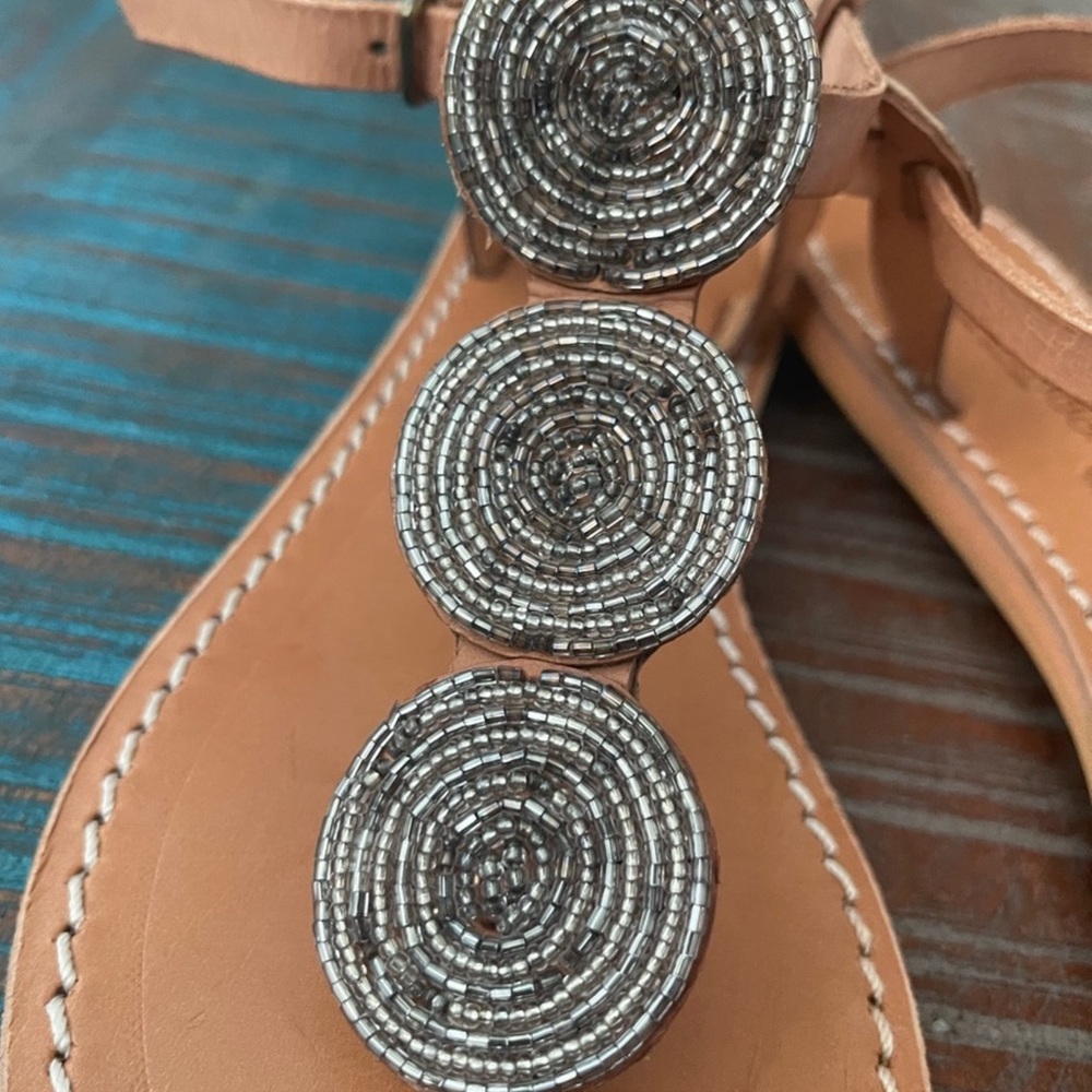 Laidback London Anthropologie handmade leather sandals beaded design Size 39 - Picture 2 of 14